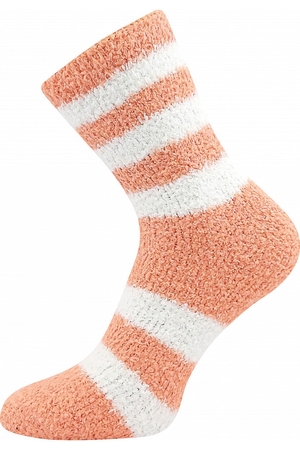 Dámské pruhované ponožky z žinylkové příze si zamilujete na první dotek. Ponožky jsou velmi hebké a jemné, s