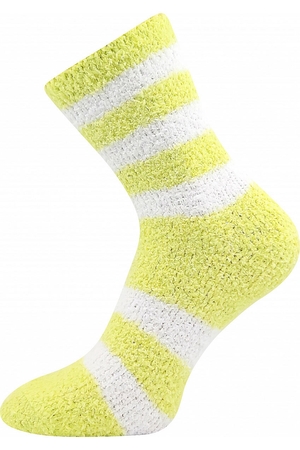 Dámské pruhované ponožky z žinylkové příze si zamilujete na první dotek. Ponožky jsou velmi hebké a jemné, s