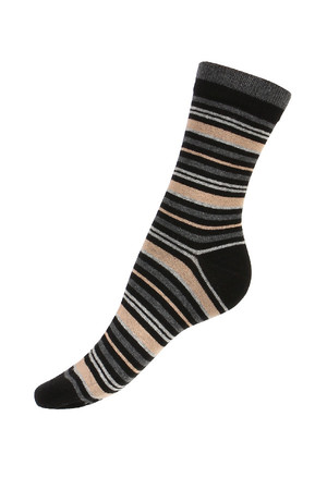 Ponožky s proužky v různých barevných provedeních. Dovoz: Maďarsko Materiál: 90% bavlna, 5% polyamid, 5% elastan.