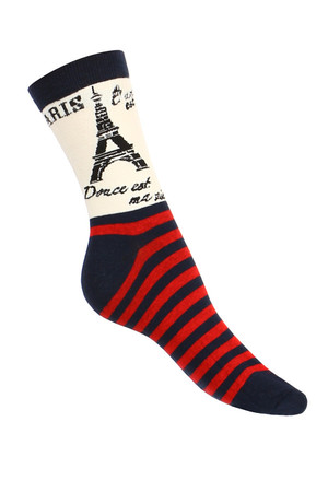 Nápadité dámské ponožky, různé vzory. U varianty Paris pouze jednostraný obrázek na pravé straně u obou párů.