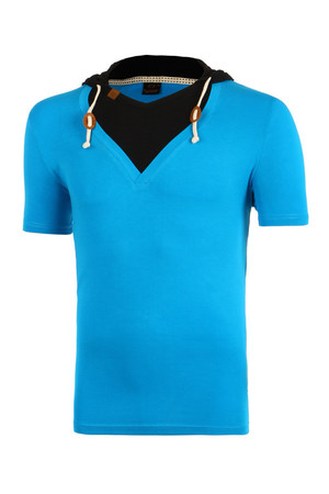 Dvoubarevné pánské tričko s kapucí. Materiál: 90% bavlna, 10% elastan.