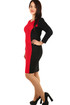 Červeno-černé šaty s dlouhým rukávem - pro plnoštíhlé