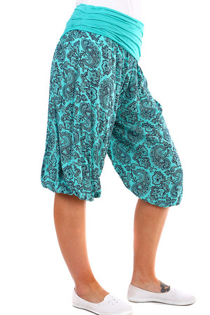 Dámské tříčtvrteční harémové kalhoty se vzorem. Velmi pohodlný střih i materiál. Materiál: 100% viskóza. Dovoz: