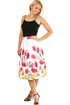 Saténová dámská áčková sukně s tulipánovým potiskem