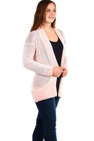 Dámský jednobarevný pletený svetr bez zapínání. Materiál : 88% akryl, 12% nylon - sv. růžová, tm. modrá 90%