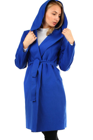 Elegantní módní zavinovací kabát bez zapínání z příjemné fleecové látky. Delší délka a dlouhý rukáv.