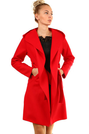 Elegantní módní zavinovací kabát bez zapínání z příjemné fleecové látky. Delší délka a dlouhý rukáv.