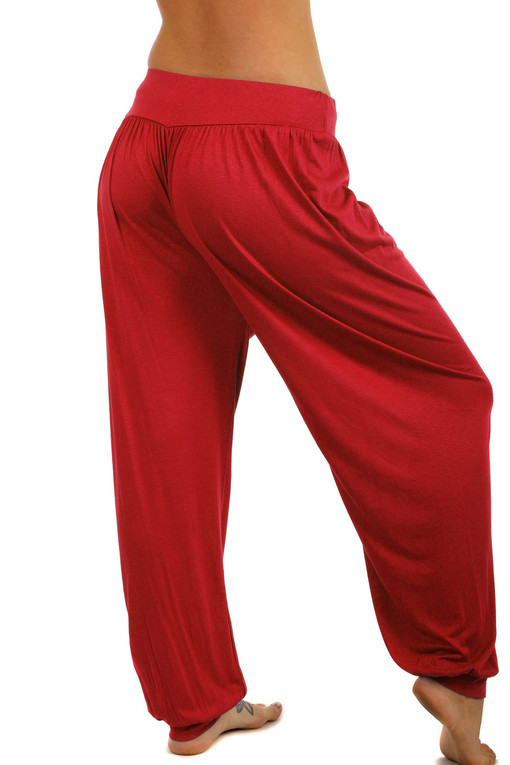 Dámské dlouhé jednobarevné harémové kalhoty