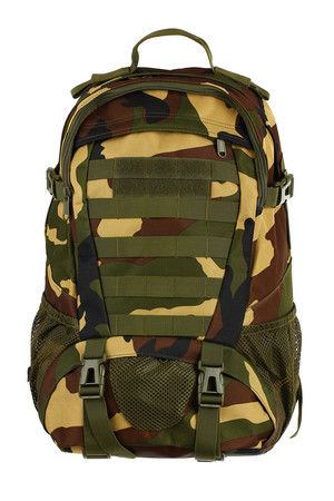 Sportovní plátěný batoh v módních a na údržbu praktických army barvách. Hlavní oddíl batohu je se zapínáním na