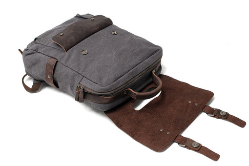 Městský vintage plátěný batoh s koženými detaily
