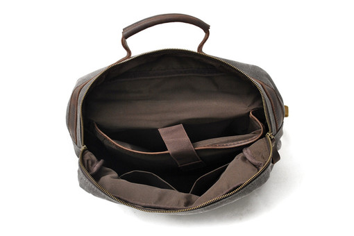 Retro batoh s koženou klopou