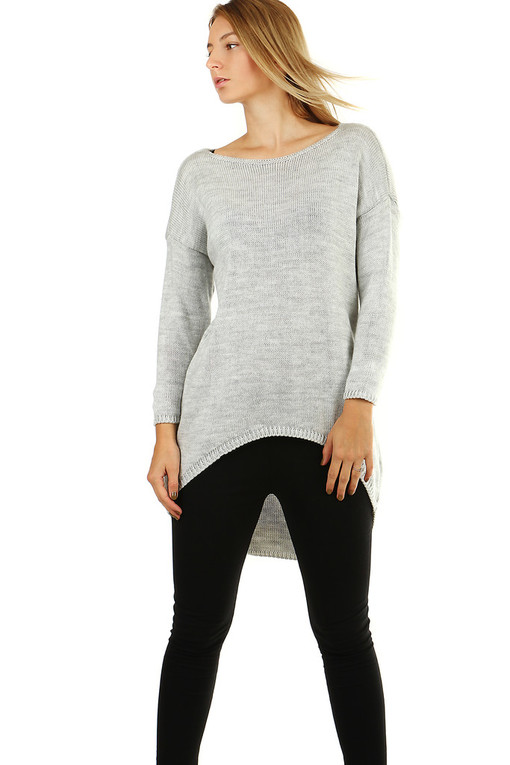 Dámský dlouhý jednobarevný oversized svetr