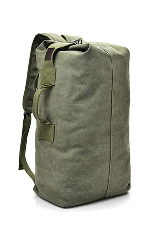 Plátěný prostorný batoh / taška 2 v 1 v army stylu