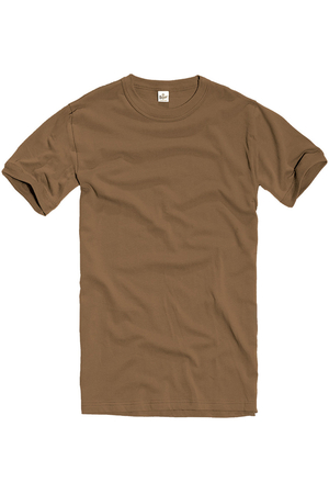 Jednobarevné pánské tričko s krátkým rukávem, uzšího a delšího střihu německé značky Brandit. Ušité z jemně