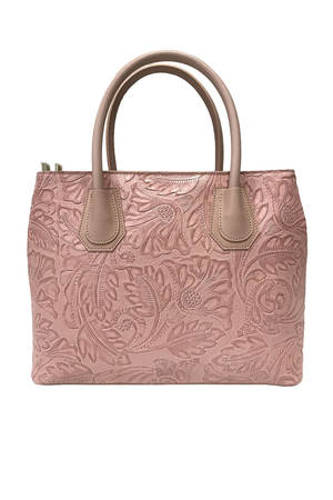 Nevšedním zpestřením Vašeho outfitu by mohla být italská jednobarevná kožená kabelka s motivem květin. Kabelka