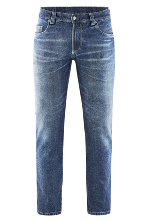 Pánské džíny v sepraném vzhledu od německé značky HempAge. Ležérní styl, mírně zúžené nohavice, pět kapes,