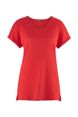 Vzdušné dámské tričko ze 100% lnu s krátkým rukávem jako stvořené pro teplé letní dny. Pochází z kolekce