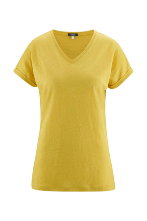 Vzdušné dámské tričko ze 100% lnu s krátkým rukávem jako stvořené pro teplé letní dny. Pochází z kolekce