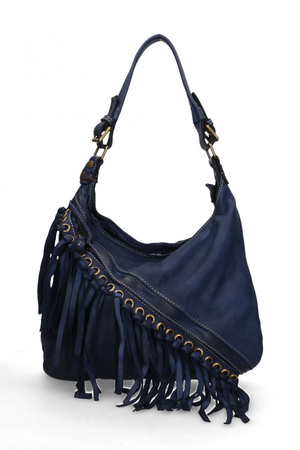 Italská kožená kabelka zdobená elegantními střapci z edice Exclusive. velká vnitřní kapsa zadní kapsa na zip na