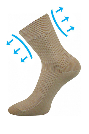 Dámské a pánské bavlněné zdravotní ponožky. extra volný nestahující lem žebrovaný úplet lem bez gumiček