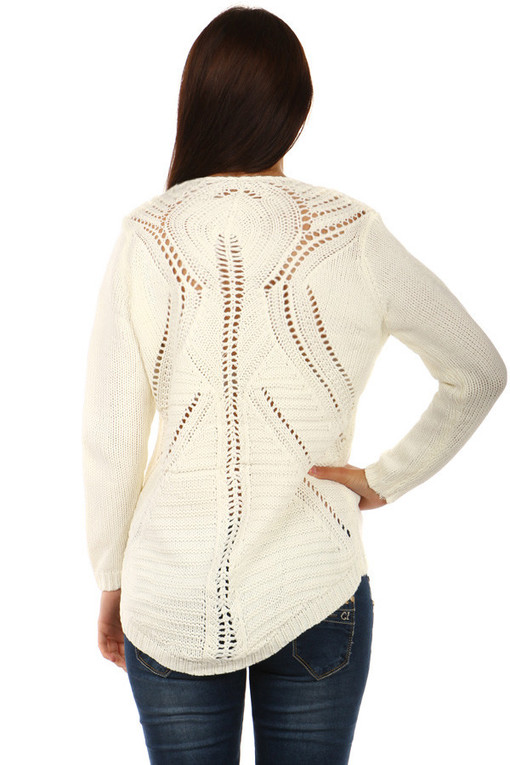 Dámský pletený svetr s ornamenty na zádech