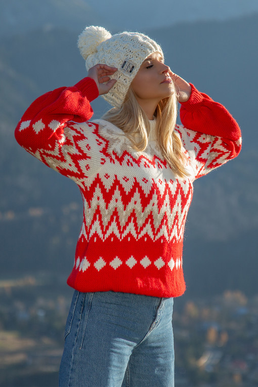Hřejivý svetr s norským vzorem s vlnou