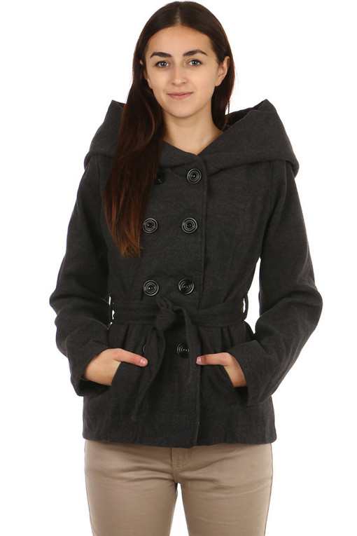 Dámský flaušový kabát s kapucí - i pro plnoštíhlé