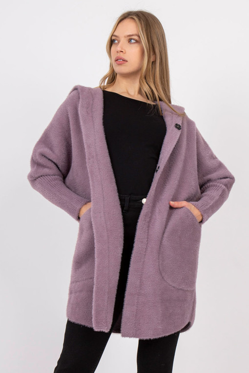 Přechodný vlněný kabát s kapucí