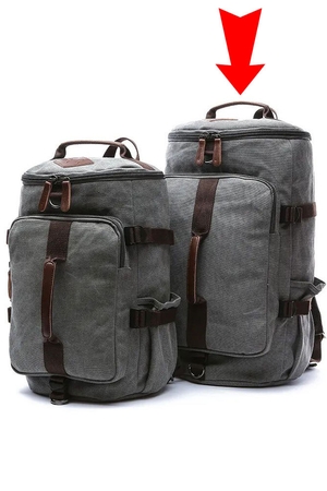Batoh a cestovní taška v jednom: moderní design vodoodpudivé plátno s koženými detaily lze nosit v ruce, přes rameno