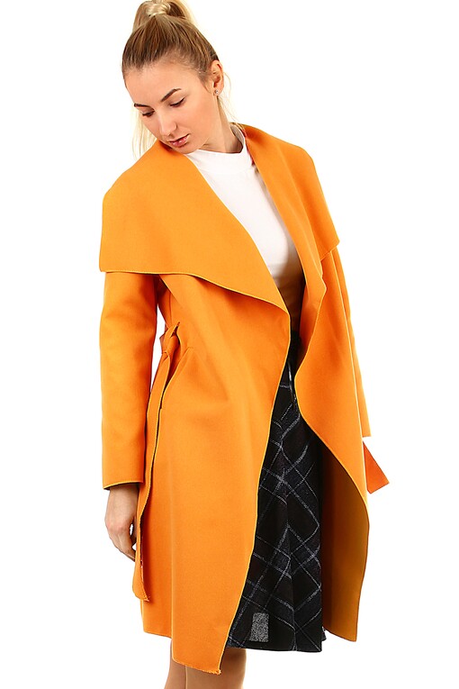 Zavinovací dámský fleecový kabát s páskem